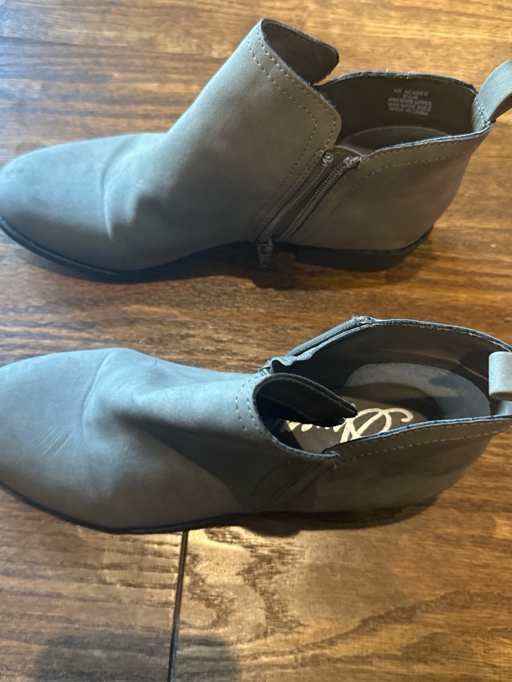 American Rag Gray Suede Ankle Booties with Side Zip